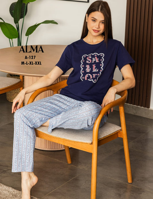 بيجامة قطن قطعتين للسيدات ماركة ALMA