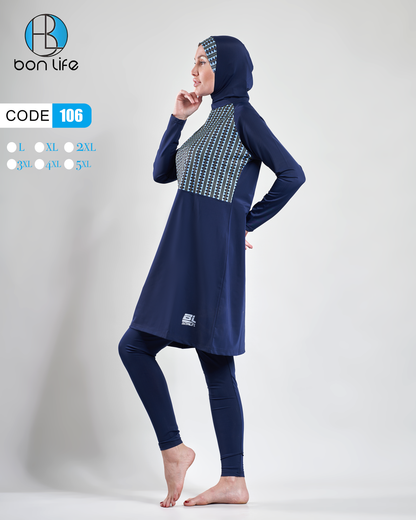 تفاصيل التربون (الحجاب) المطبوع المتناسق مع بوركيني Bon Life.