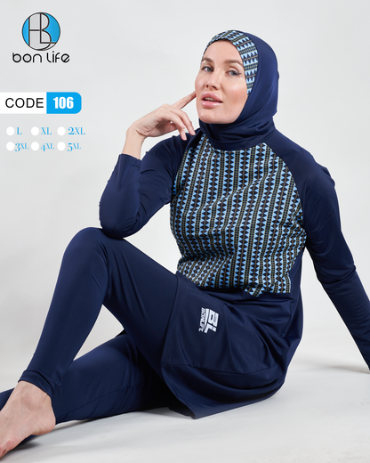 تصميم التوب الطويل والبنطلون في مايوه Bon Life الشرعي.