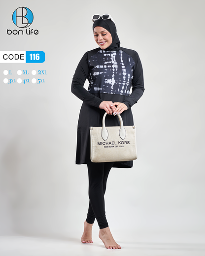 غطاء الرأس (التربون) الأسود الملحق مع مايوه Bon Life 116.