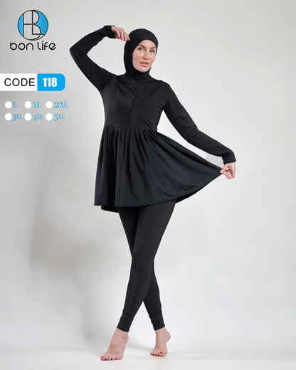 شكل الكسرات (الكرانيش) في تصميم بوركيني Bon Life لزيادة الاحتشام.