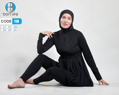 بوركيني فستان مقاسات كبيرة يوفر تغطية كاملة ومظهر أنيق.