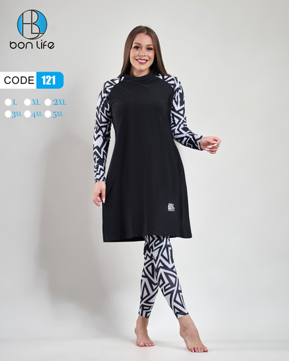 توضيح مرونة خامة بوركيني Bon Life وملمسها الناعم على الجلد.
