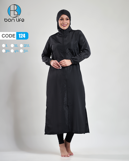 Bon Life Modest Swimwear (Burkini) Long Zipper Dress - Royal Navy - Code 124