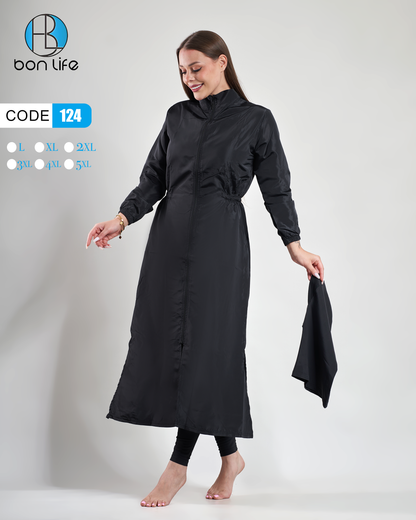 Bon Life Modest Swimwear (Burkini) Long Zipper Dress - Royal Navy - Code 124