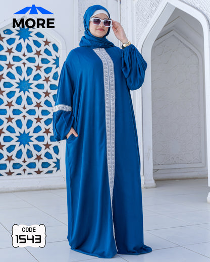 إسدال صلاة حريمي واسع فسكوز قطن 100% بدانتيل – كود 1543