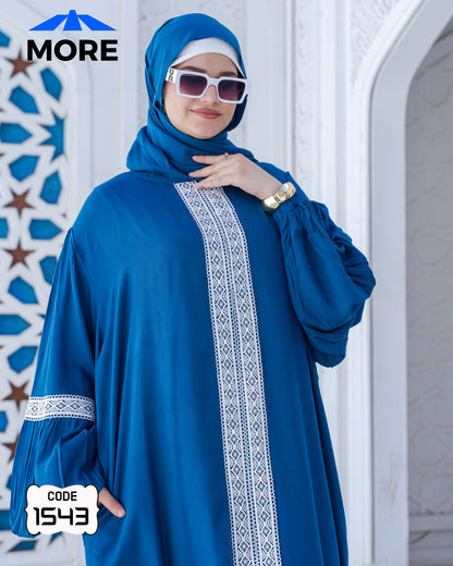 إسدال صلاة حريمي واسع فسكوز قطن 100% بدانتيل – كود 1543