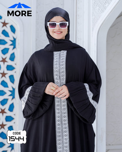 إسدال صلاة حريمي واسع فسكوز قطن 100% بدانتيل – كود 1544