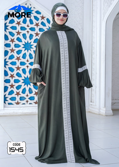 إسدال صلاة حريمي واسع فسكوز قطن 100% بدانتيل – كود 1545