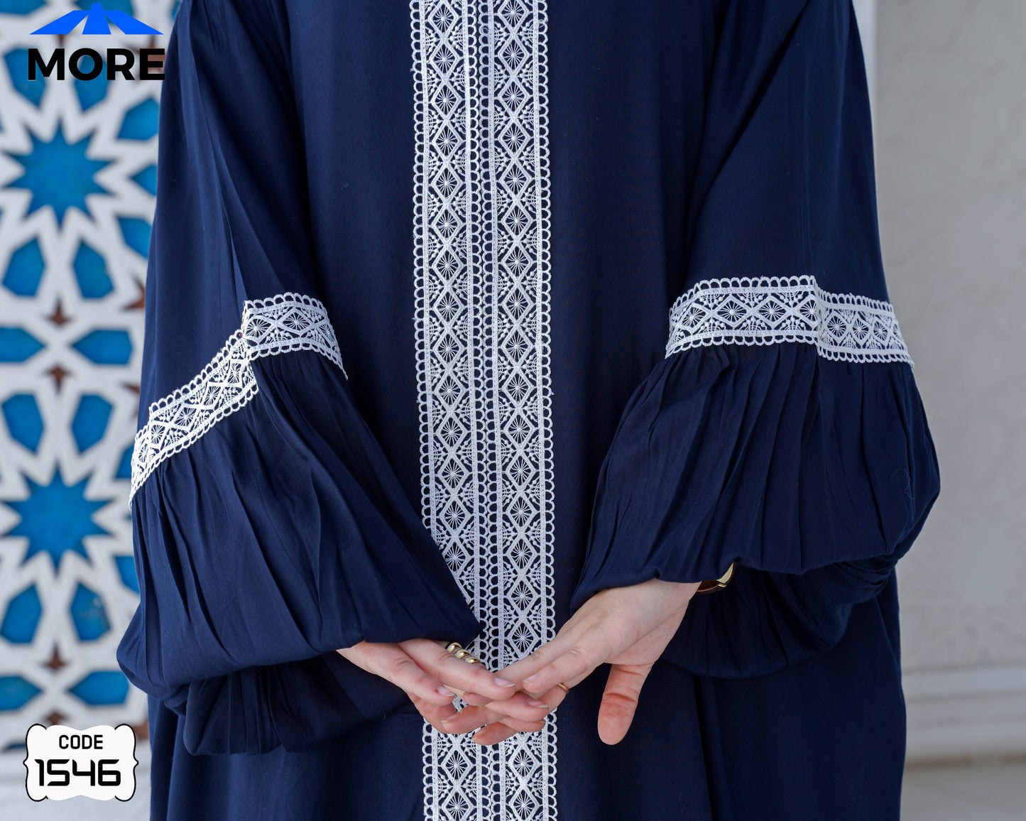 إسدال صلاة حريمي واسع فسكوز قطن 100% بدانتيل – كود 1546