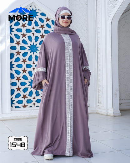 إسدال صلاة حريمي واسع فسكوز قطن 100% بدانتيل – كود 1548