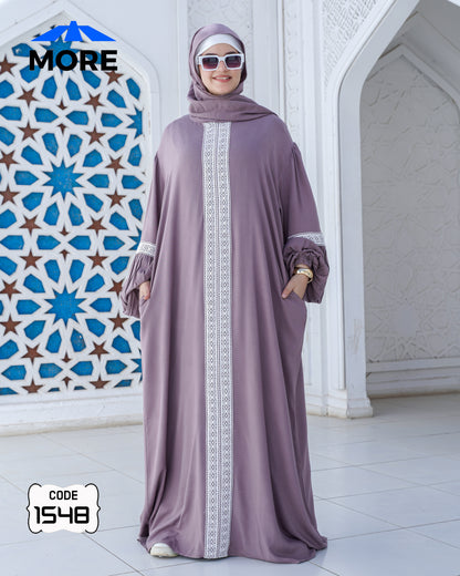 إسدال صلاة حريمي واسع فسكوز قطن 100% بدانتيل – كود 1548