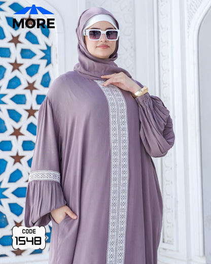 إسدال صلاة حريمي واسع فسكوز قطن 100% بدانتيل – كود 1548