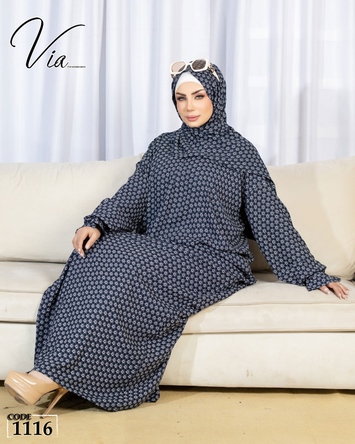 إسدال منقوش فسكوز قطن 100% كود 1116 من More