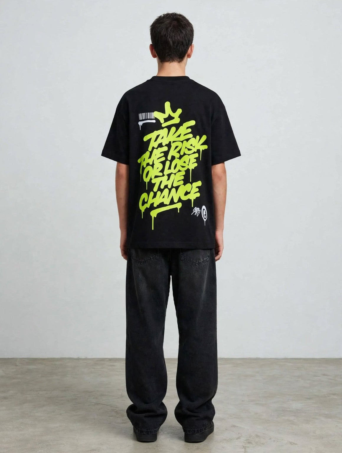 Black oversized kids T-shirt back view