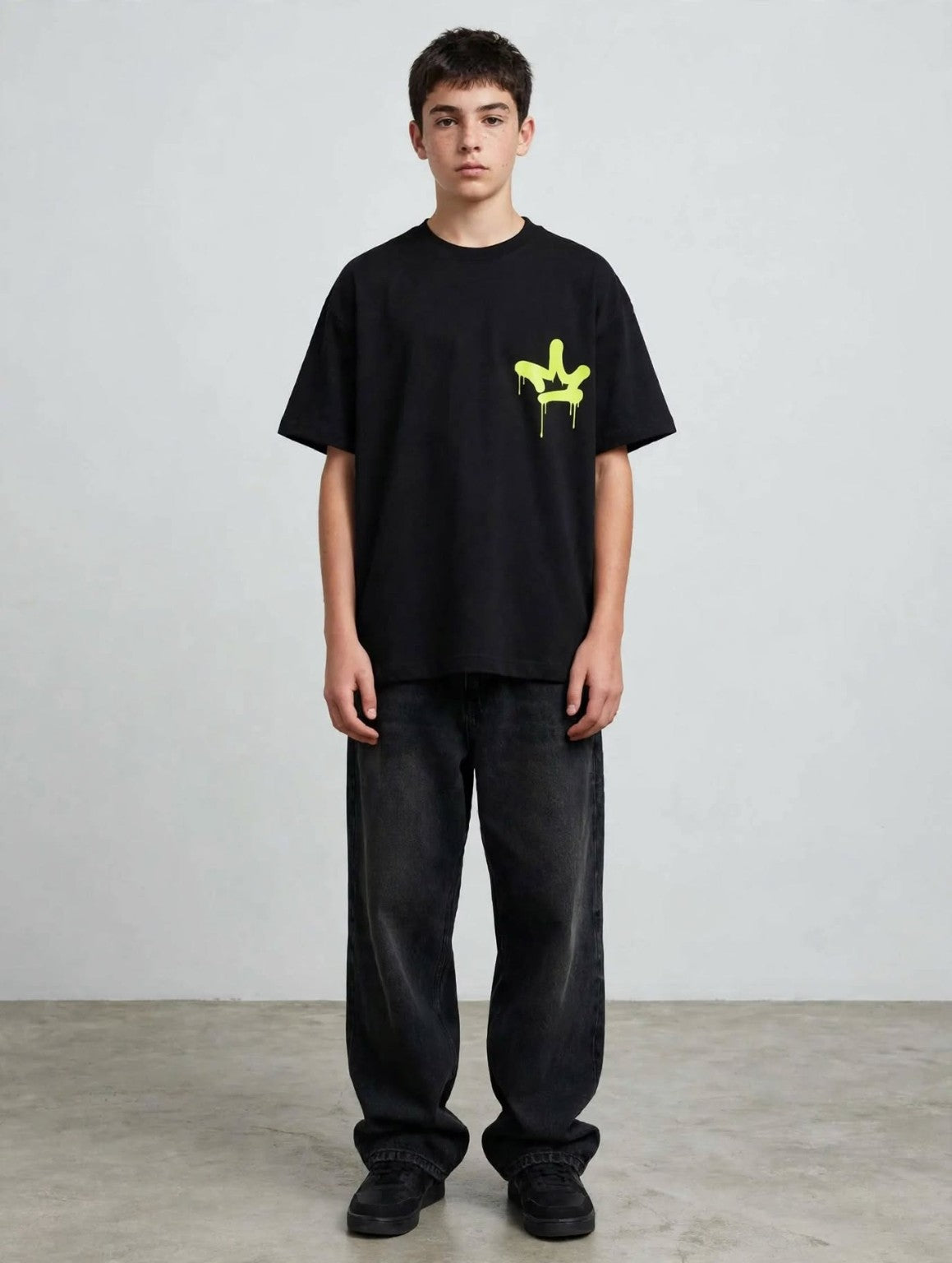 Black oversized kids T-shirt front view