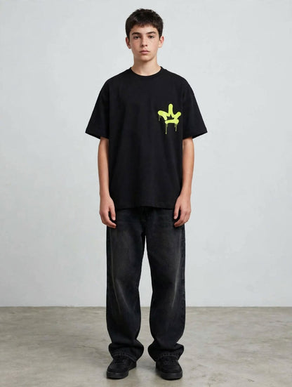 Black oversized kids T-shirt front view