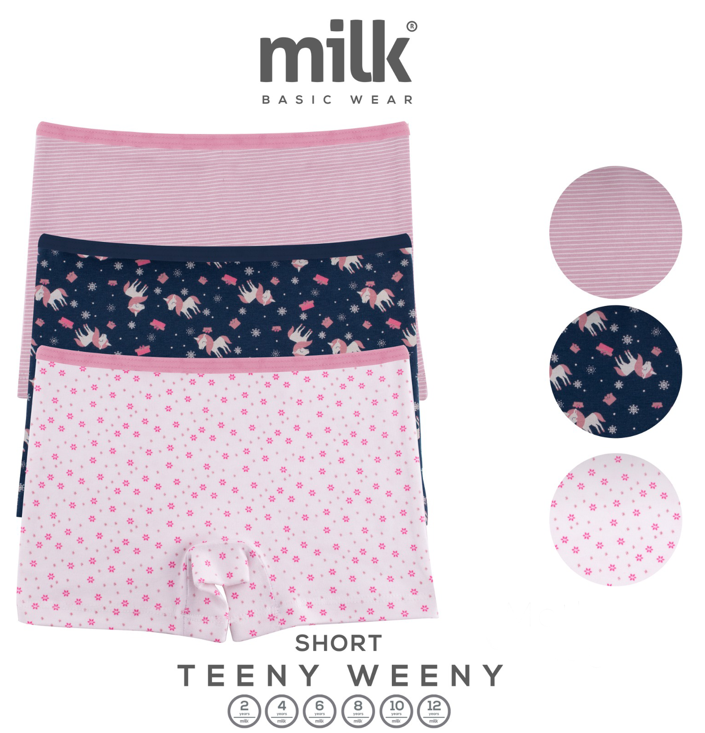 Milk pack of 2 girls short